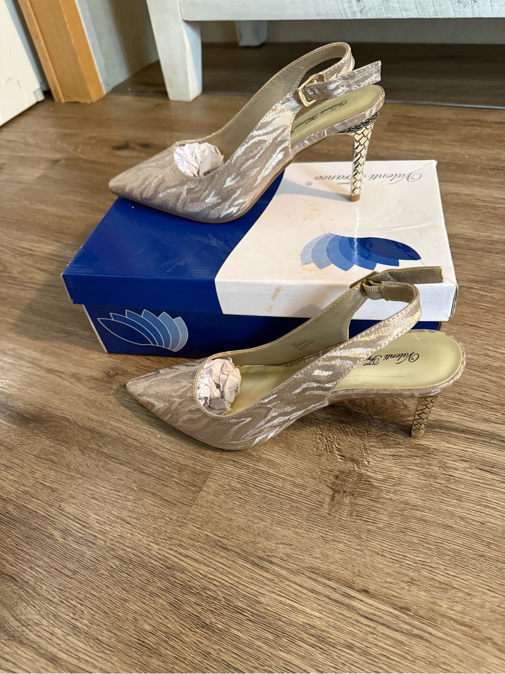 Satin Slingback Pumps with Rosette in Blush